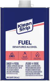 Klean Strip QSL26 Denatured Alcohol Fuel, Liquid, Alcohol, Water White, 1 qt, Can